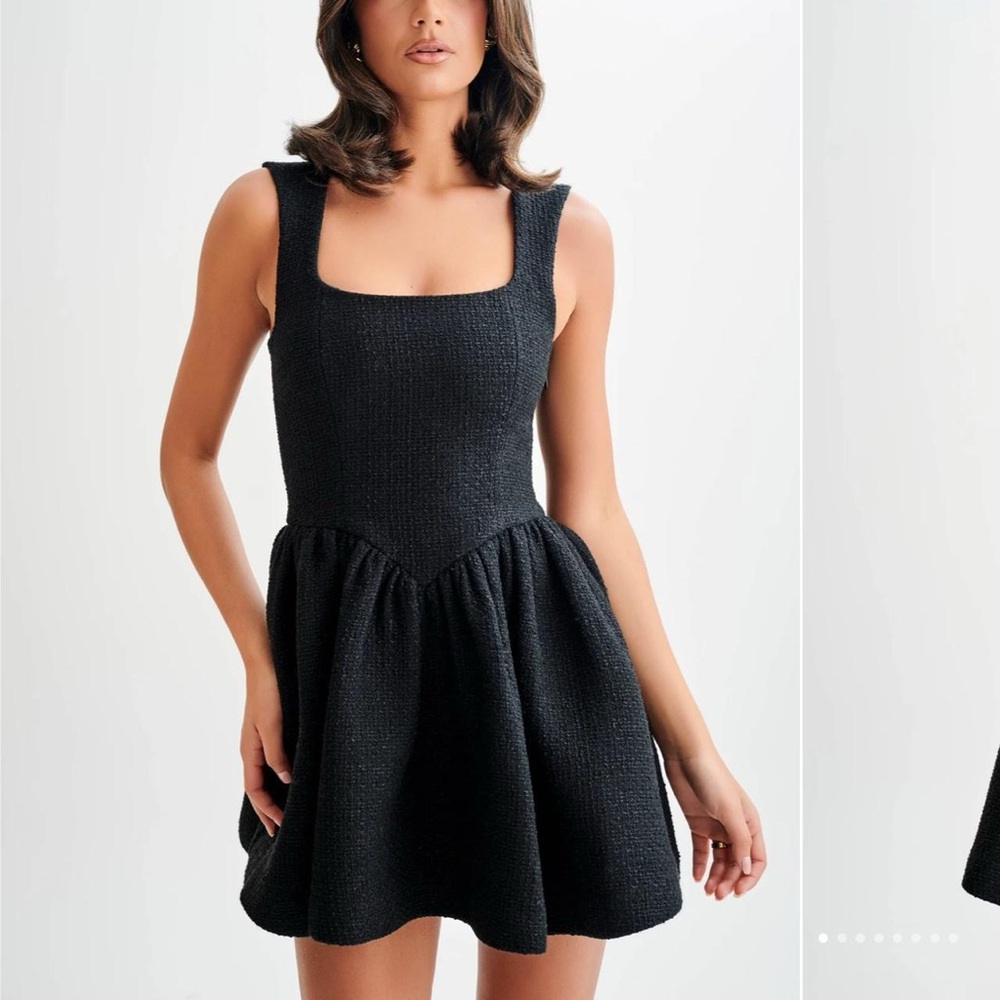 Meshki Black Textured Mini Dress